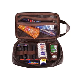 RAS Men's Brown Real Leather Travel Overnight Wash Gym Toiletry Shaving Bag 3530 - Picture 1 of 8