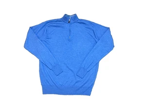 Maglione uomo Peter Millar Crown morbido merino-seta quarto di zip - blu cottage - M - Foto 1 di 8