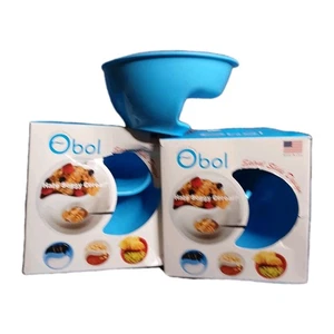 2 Obol Cereal Bowls BLUE Original Crispy Bowl Made in USA Swoop and Scoop - Picture 1 of 12