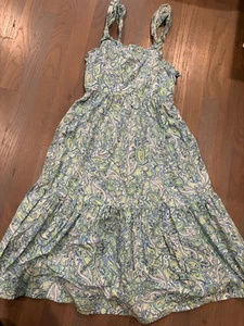 EUC J.Crew Crewcuts girl SUMMER blue green paisley cotton sun dress size 10 - Picture 1 of 5