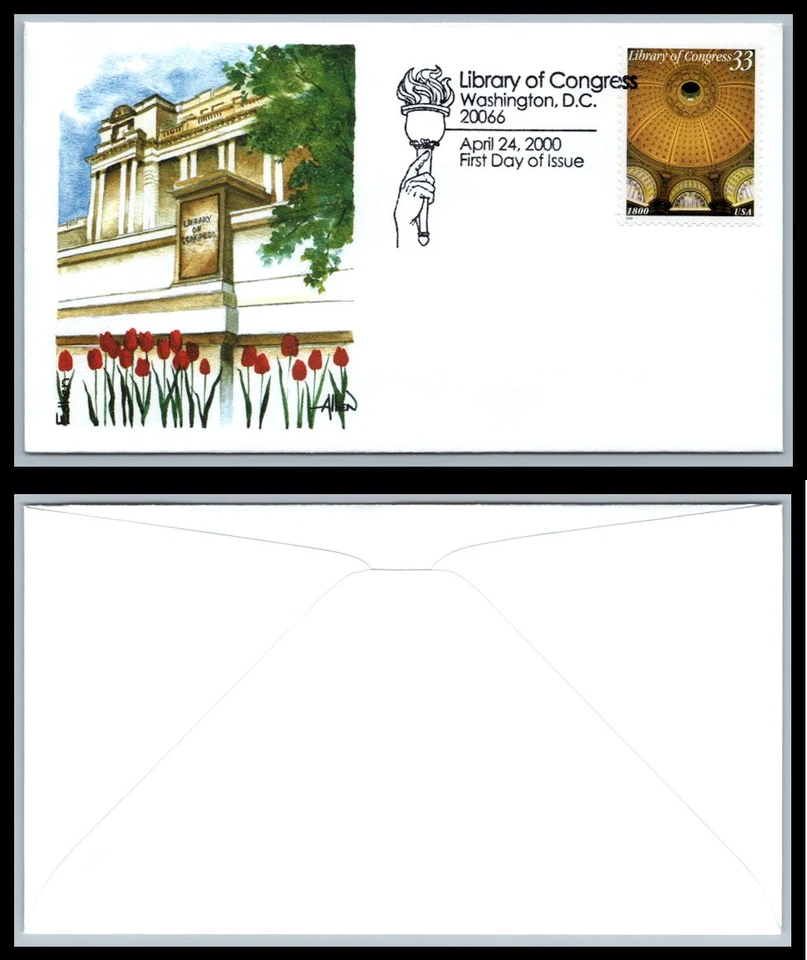 US FDC # 3390 33c Library of Congress  Edken   2000, 9p8568 - Image 1 of 1