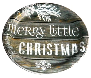WOODGRAIN CHRISTMAS  Luncheon Plates 10 Ct  Rustic - Picture 1 of 1