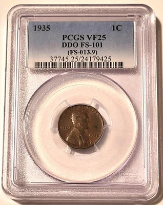 1935 Lincoln Wheat Cent DDO FS-101 VF25 PCGS - Image 1 of 4