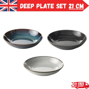 IKEA GLADELIG Deep Plate Stoneware Bowl Handmade Plates Dishwasher safe 21cm New - Picture 1 of 20