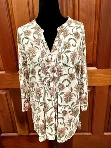 ROLLER RABBIT Langarm Blumen Shirt Bluse Pin Biesen Rollärmel Größe S - Bild 1 von 11