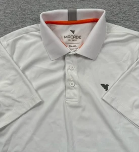 Macade Polo Shirt Mens Small White Gray Performance Nylon Stretch Golf Sports - Picture 1 of 8