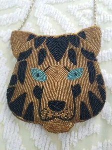 WOMAN'S TIGER SMALL BEADED ZIPPERED CROSSBODY PURSE - Picture 1 of 5