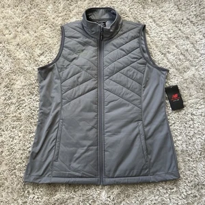 New Balance Women Vest Size XL Gray Puffer Full Zip Light Quilted Logo Sport NEW - Picture 1 of 11