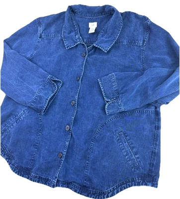 J Jill Denim Jacket 100% Tencel Soft Embroidered Detail Pockets Sz XL Petite - Image 1 of 4