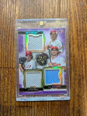 2020 Topps Triple Threads Relic Combo /27 |Rhys Hoskins|Aaron Nolan|JT Realmuto - Image 1 of 2