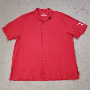 Tommy Bahama Shirt Mens XL Red Al Fresco Tropics Jacquard Silk Sweeney Classic - Picture 1 of 12