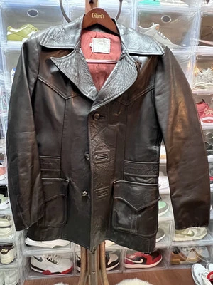 Vintage Georgetown Leather Design Black Waist Coat 70’s Amazing Retro - Image 1 of 4