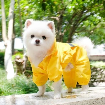 Dog Raincoat With Hood For Small Dogs, Hook Loop Closure Waterproof Rain Coat - Image 1 of 4