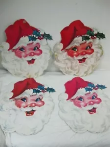 VINTAGE SANTA'S (4) DIE CUT CARD BOARD DECORATIONS CARRINGTON ST NICK 15" - Picture 1 of 7