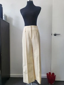 HERMES cream wool silk panelled waistband wide leg cropped pants FR34 XS - Picture 1 of 13