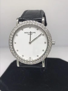 Patek Philippe Calatrava Weiss Gold & Diamant Leder Band Damen Armbanduhr 5000G - Bild 1 von 10