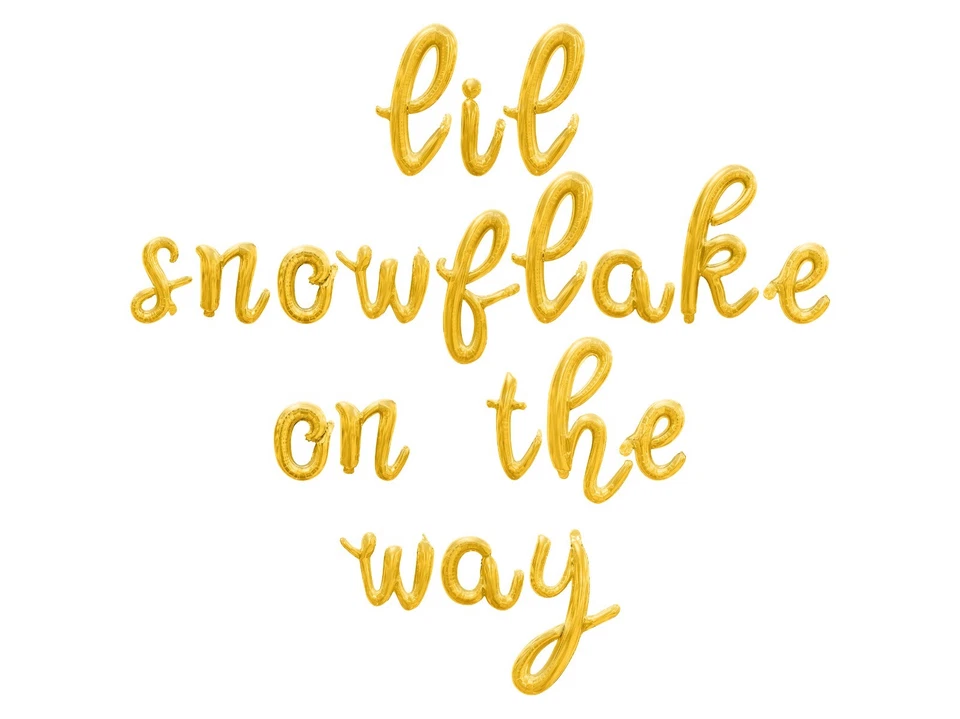 LIL SNOWFLAKE ON THE WAY Cursive Letter Balloon Banner, Baby Shower Party Decors - Image 1 of 4