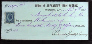 4Y12 - 1878  OFFICE OF ALEXANDER IRON WORKS  - SYRACUSE, NY - Picture 1 of 2