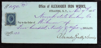 4Y12 - 1878  OFFICE OF ALEXANDER IRON WORKS  - SYRACUSE, NY - Image 1 of 2