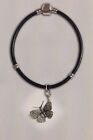 Code C2 Small Butterfly Charm On A Silver Faux Leather Snake Bracelet