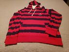 Sperry Top-Sider Hoodie Mens Size L Sailing Shirt EUC Red &amp; Blue Stripes