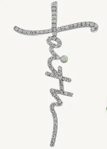 FAITH Brooch - Lapel Pin Jewelry - Silver Metal - Rhinestones - God - w/Gift Box - Picture 1 of 4