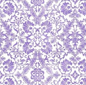 Fat Quarter - Lavender Fields: Veronica Damask Light Purple Cotton Fabric - Picture 1 of 2