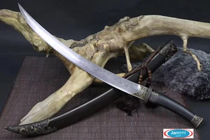 Full Tang Mongol Dao Machete Afilado Doblado Damasco Acero Espada Caballería Sable - Imagen 1 de 12