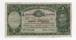 1952 One Pound COOMBS / WILSON Commonwealth Of Australia Banknote - Picture 1 of 2