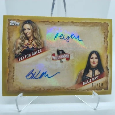 2020 Topps ICONIC GOLD Dual auto PEYTON ROYCE BILLIE KAY 1/10 Wrestling card WWE - Image 1 of 2