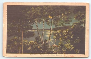 Postal Moonlight View of Portage Lakes Akron Ohio Night View publicada 1951 - Imagen 1 de 2