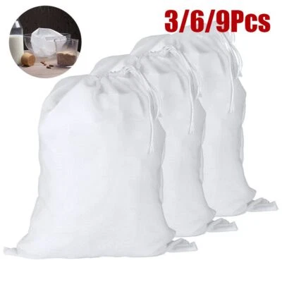 3/6/9X Reusable Fine Mesh Nut Milk Cheese Cloth Bag Cold Brew Coffee Filter Bag - Image 1 of 4