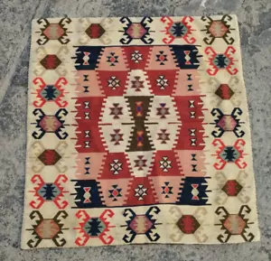Vintage Traditionell Türkisch Mini Schöne Farben Wolle Kelim Teppich Kissen 79x76 cm - Bild 1 von 10