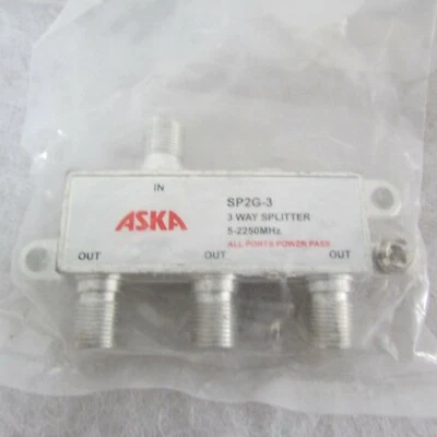 3 PACK 3 Way 5-2250 MHz 1 to 3 Coaxial Splitter for  Coax Cable HDTV Satellite  - Image 1 of 4