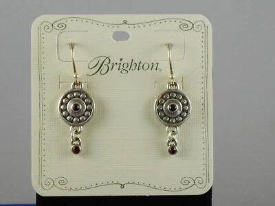 Brighton Silver Plated PEBBLE DOT MEDALI Siam Red JANUARY Birthstone Earrings - Image 1 of 2
