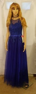 Babyonlindress Damen durchsichtig rückenlose Abendkleider Netz Tüll formell blau (XS) - Bild 1 von 12