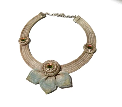 Sarah Cavender Oro Cobre Antiguo Collar Babero Colgante Floral Nuevo con Etiquetas $299 Foto 1 de 4