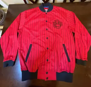 Vintage Bad Boy Athletics Warm Up Red Pin Striped Track Jacket Size Large y2k - Picture 1 of 12
