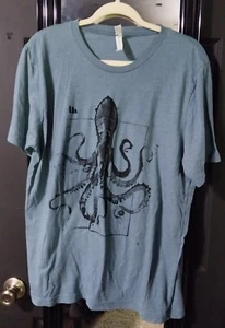 t-shirt blu bella + tela 3001 con disegno polpo nero xl - Foto 1 di 4