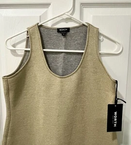 Nuevo con etiquetas Worth New York Oro Metálico Sin Mangas Vestido Suéter Talla XO O Pequeño - Imagen 1 de 6