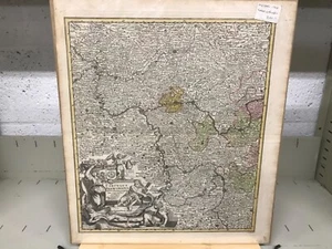 1724 Map Of The Frankfurt Area Christoph Weigel 14.75 x 17.25” Hand-Colored - Picture 1 of 4