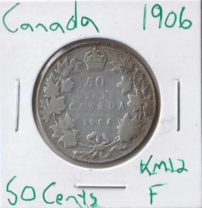 Moneda Canadá 50 Céntimos 1906 KM12, Plata - Imagen 1 de 4