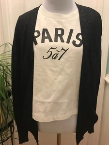 Schwarze glitzernde Strickjacke Strick seitlich gerafft Langarm Pullover - Bild 1 von 5