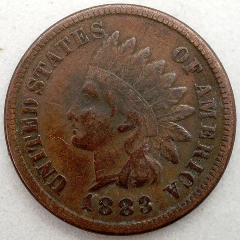1883 Indian Head Cent - VF  -Very Fine Cover