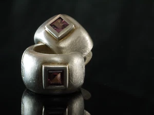 925 Sterlingsilber Creolen Scharniercreolen  mit  2 Rhodolith Steinen 1 Paar - Bild 1 von 13