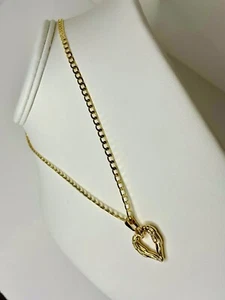 ELEGANT 14K Gold Filled CUBAN LINK CHAIN w/ YELLOW GOLD HEART PENDANT - Picture 1 of 2