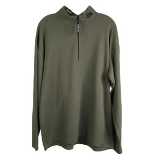 The North Face Sweatshirt Mens Sz L Olive Green Micro Fleece 1/4 Zip Long Sleeve - Picture 1 of 10