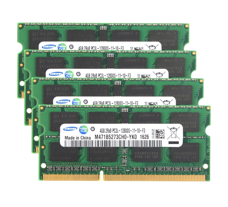 Samsung 16GB 4X 4GB 2RX8 DDR3L 1600MHz PC3L-12800S 204PIN SO-DIMM Laptop RAM 4 G - Image 1 of 4