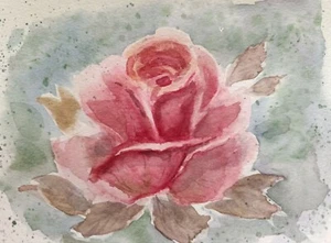 Original Artwork Modern Painting Flowers RED ROSE Floral Arts Home Wall Gift A6 - Picture 1 of 9