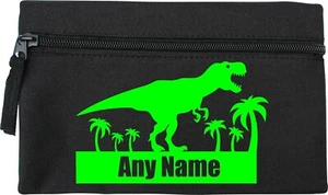 Dinosaur Print Black Personalised Kids Childs School Pencil Case B-Day Xmas - Picture 1 of 10